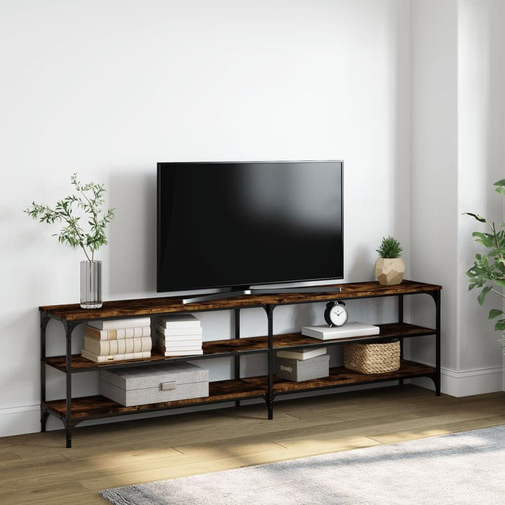Vidaxl TV skrinka dymový dub 180x30x50 cm kompozitné drevo a kov